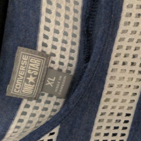 Converse One Star XL Blue and White Striped Polyester Cotton Rayon T - Picture 4 of 5